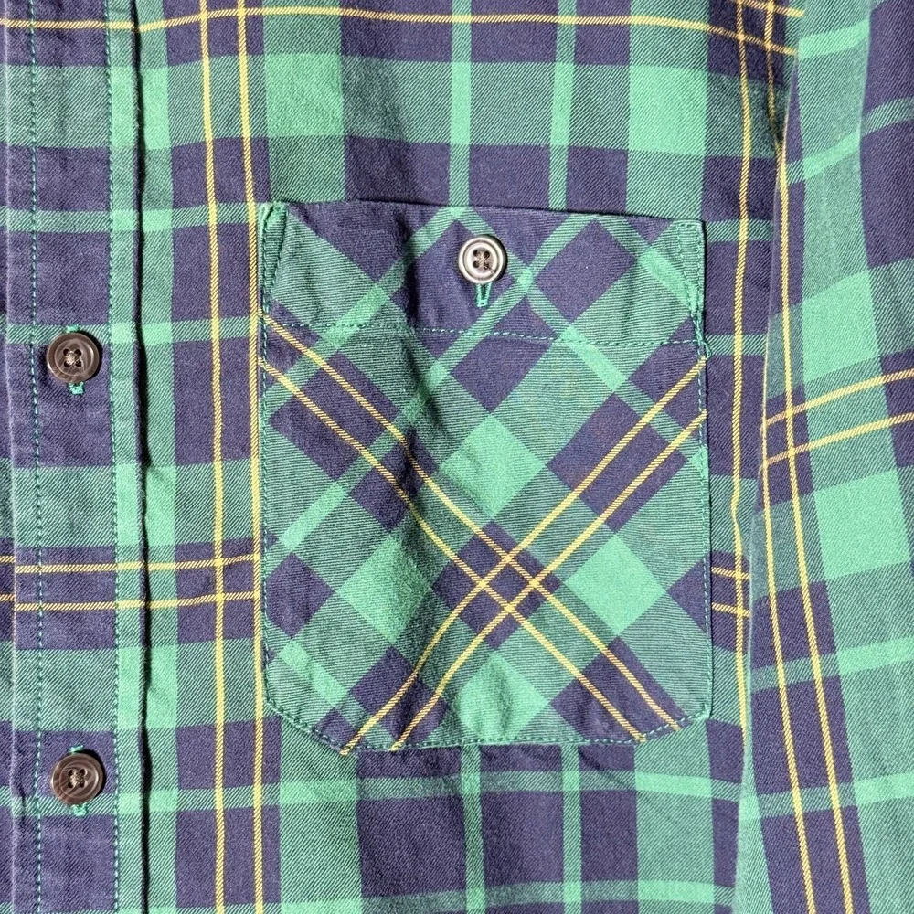 The‎ North Face Mens Plaid Flannel Shirt Green Blue Long Sleeve Button Up XL